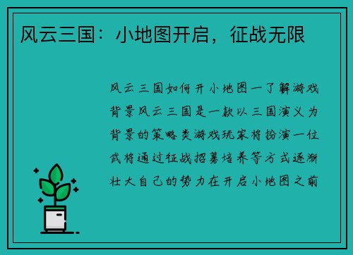 风云三国：小地图开启，征战无限